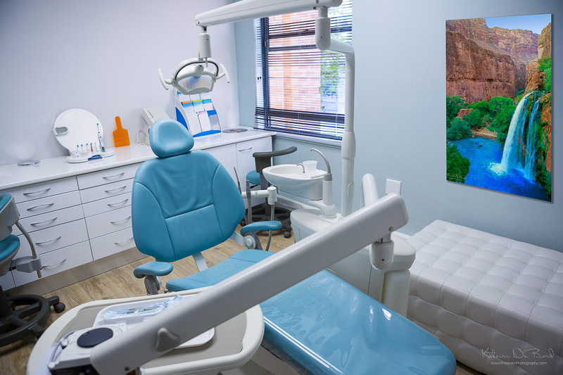 A wall art of waterfalls in Grand canyon hanging in a dental clinic. Wall art photo by Kiss of Heaven.