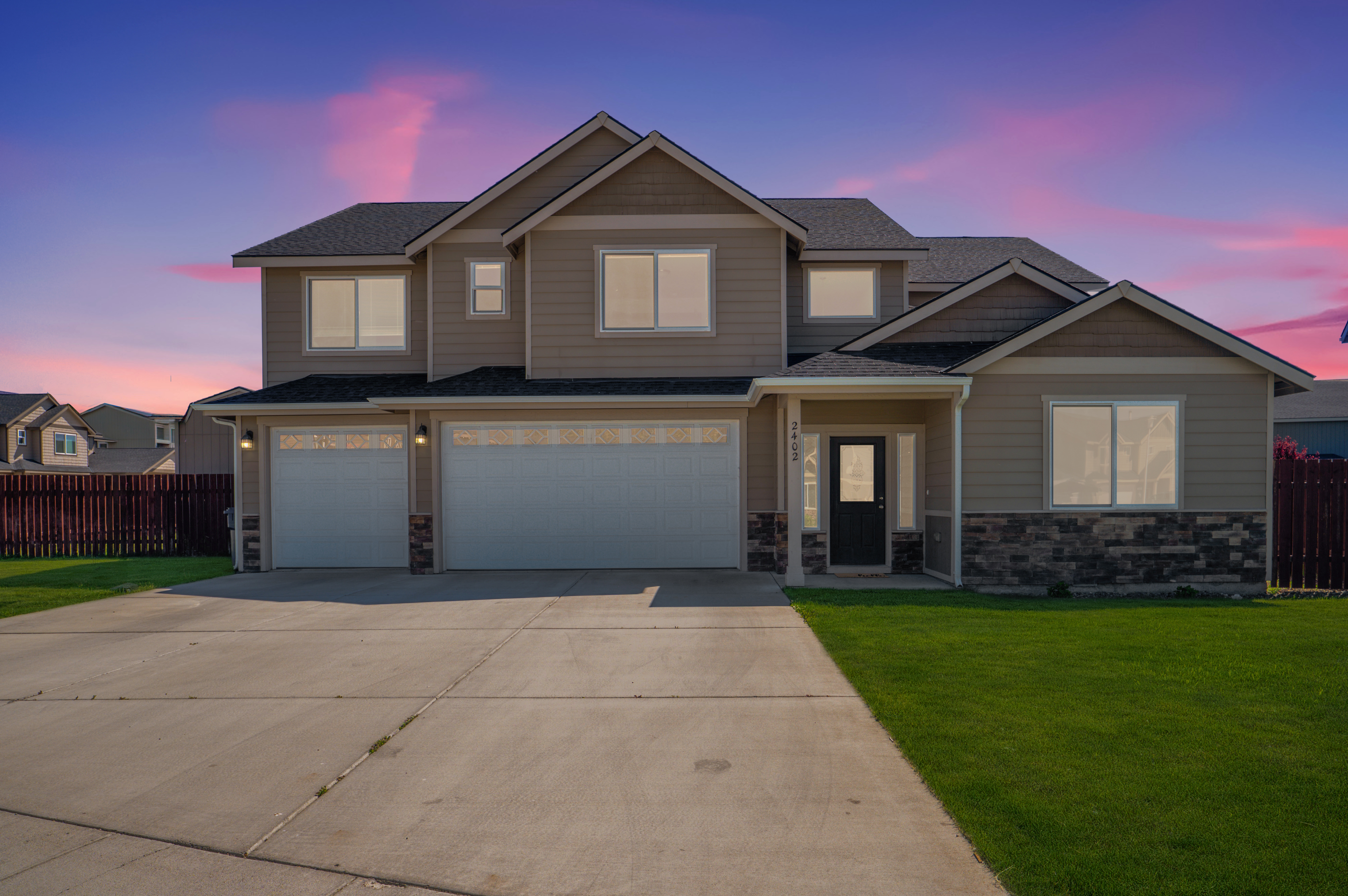 Virtual twilight of a home in Ellensburg, WA. Real Estate Photography by Kiss of Heaven Photography.